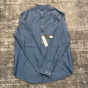 J. Lindeberg Denim Half Button Down Shirt, NWT